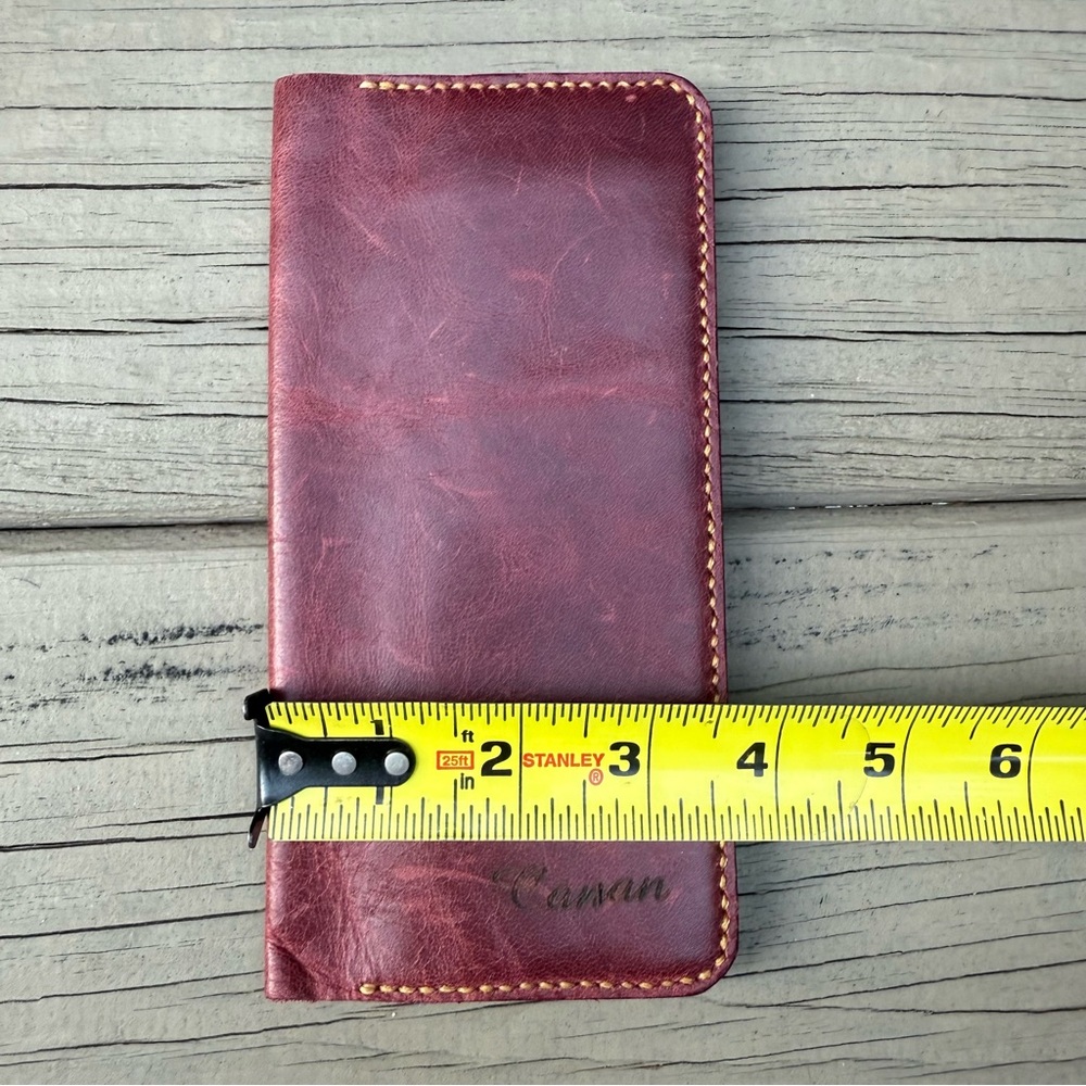 Long Leather Wallet in Burgundy - Picture 13 of 13